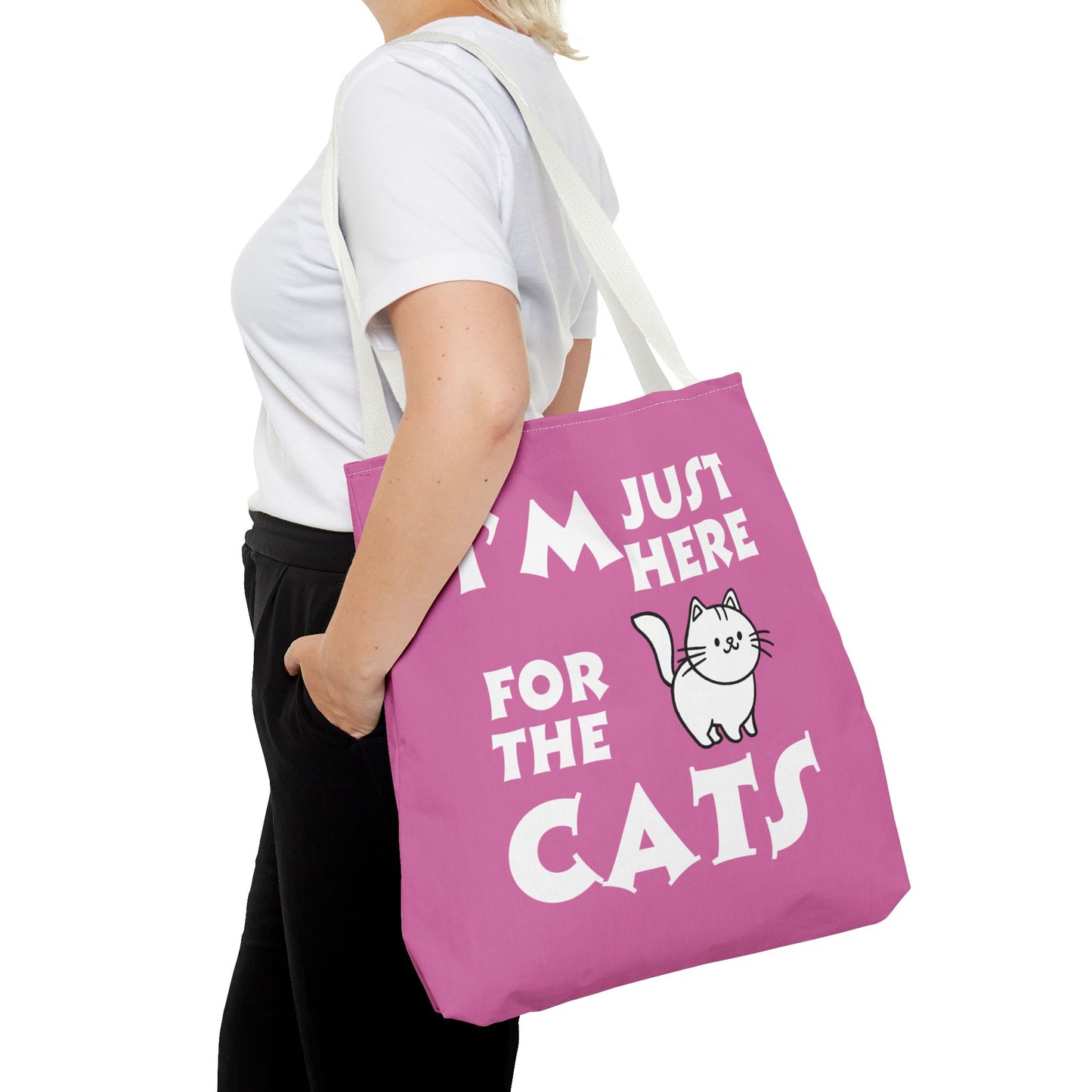 Custom-Printed Tote Bag - I'm Just Here for the Cats - 3 sizes