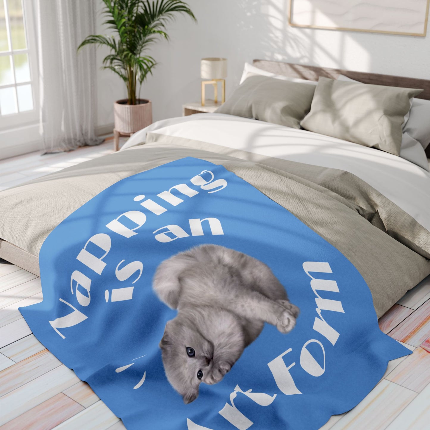 Blue Arctic Fleece Blanket - Napping is an Art Form print