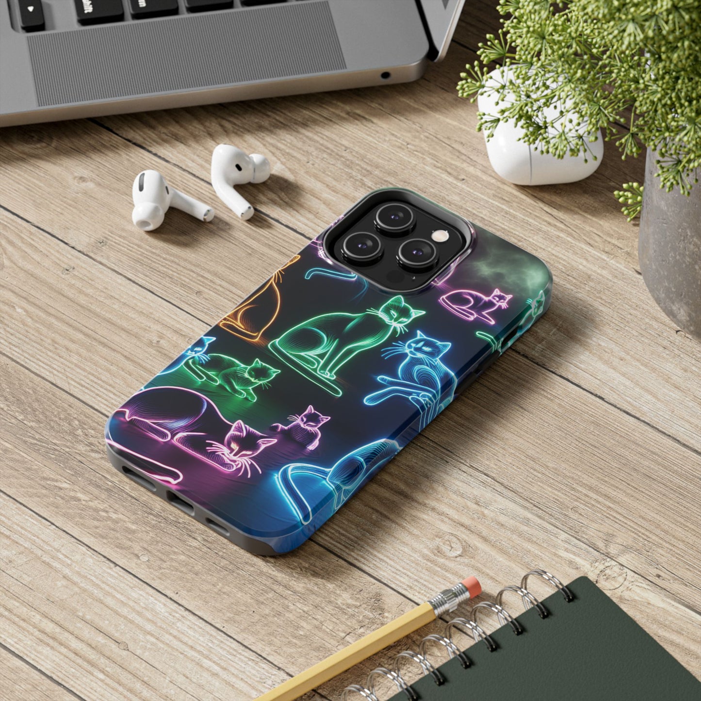 Neon Cats printed Phone Case