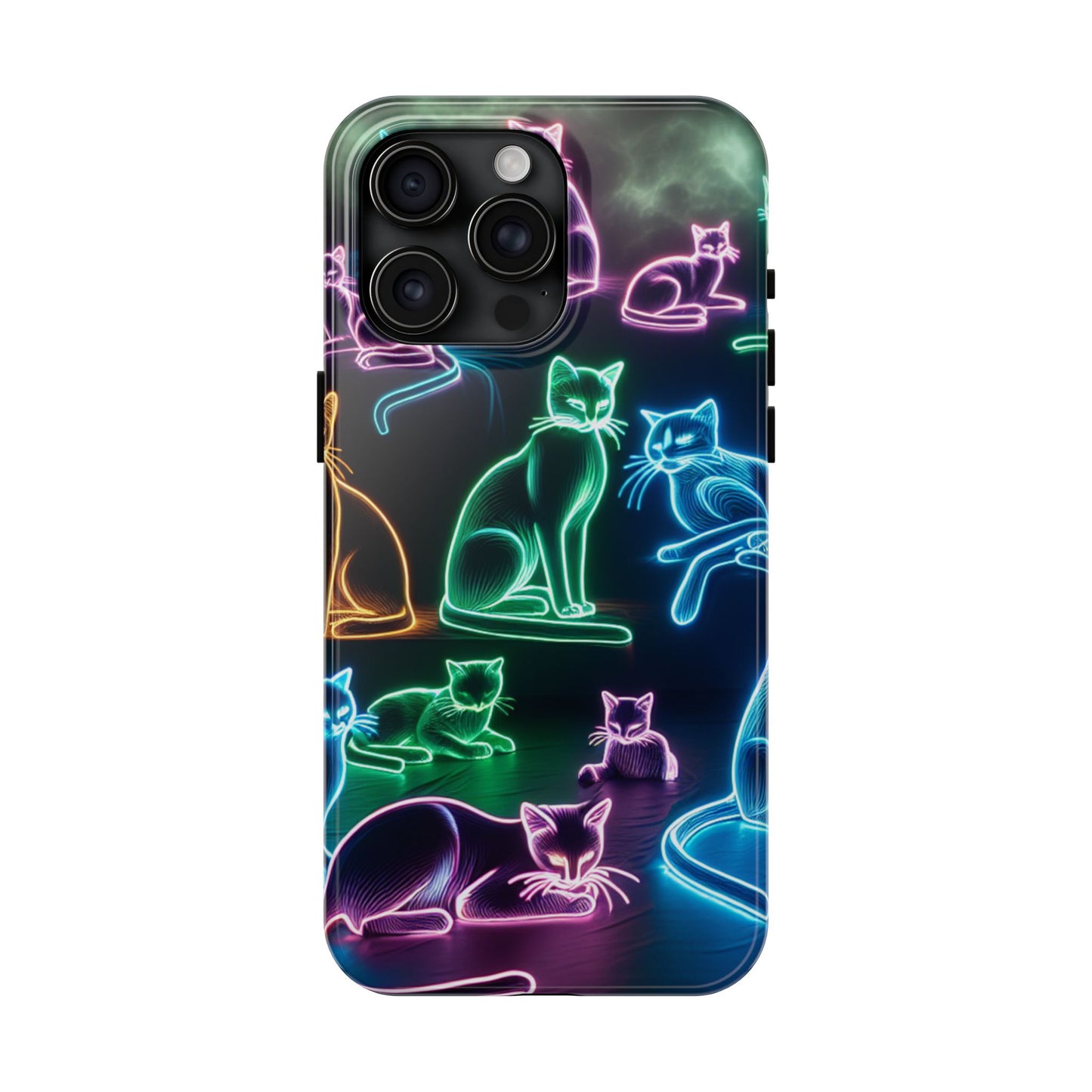 Neon Cats printed Phone Case