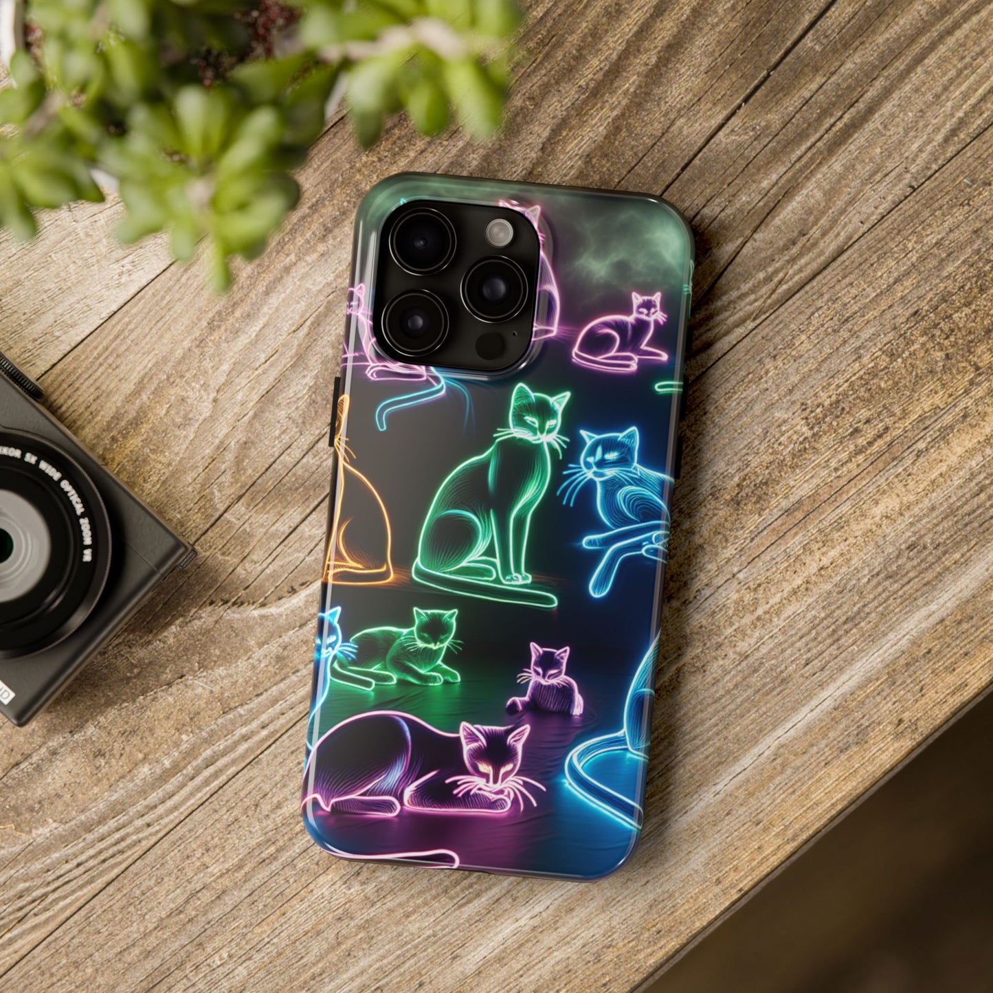 Neon Cats printed Phone Case